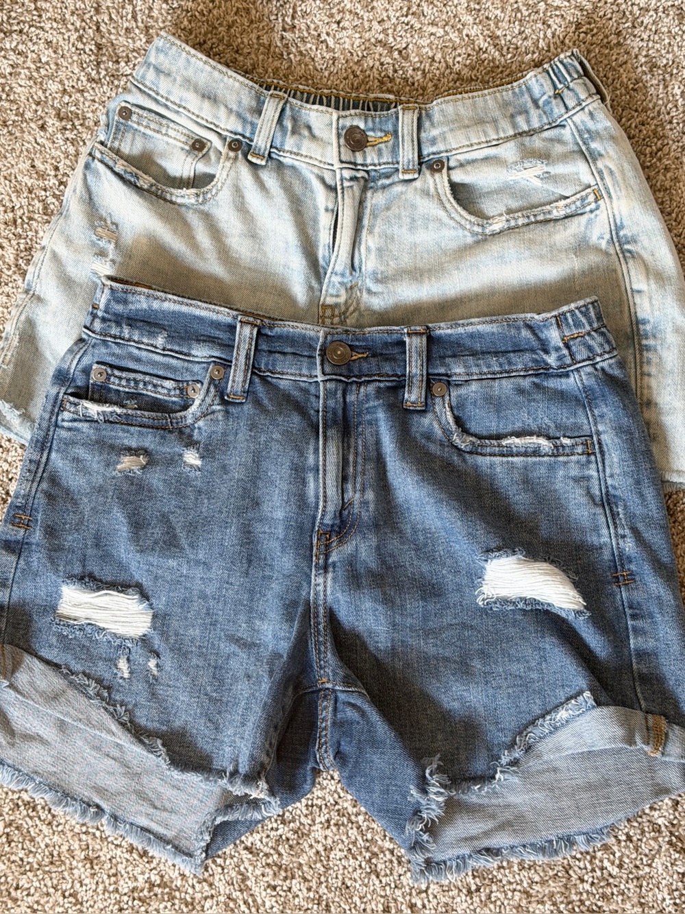 Two-Pair Distressed Denim Daydream Shorts from Aerie